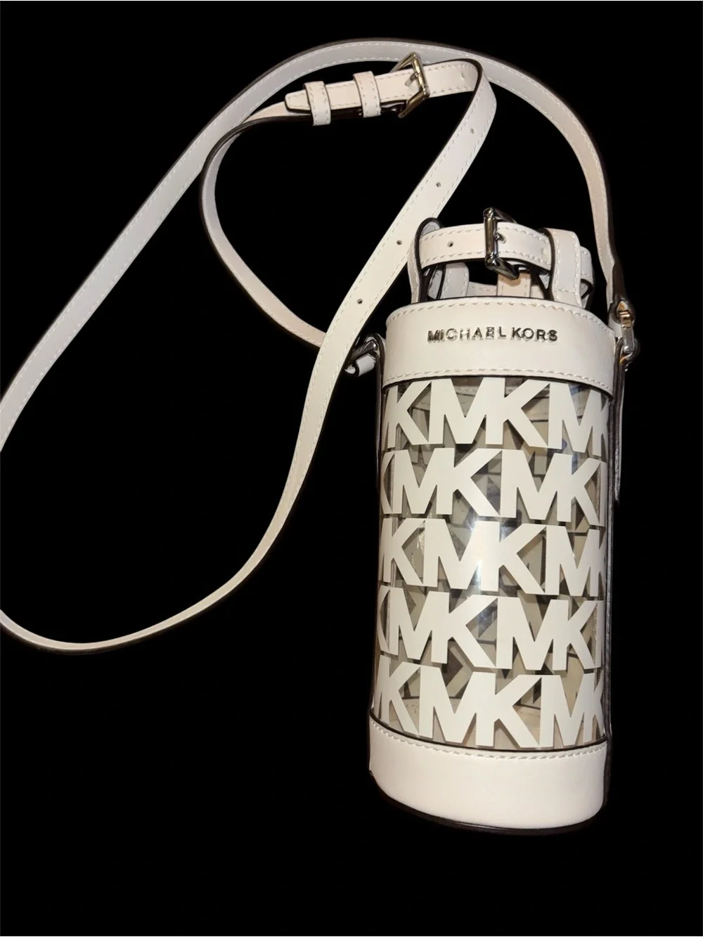 MICHAEL KORS White MK Logo Crossbody Bottle Bag - Picture 1 of 6